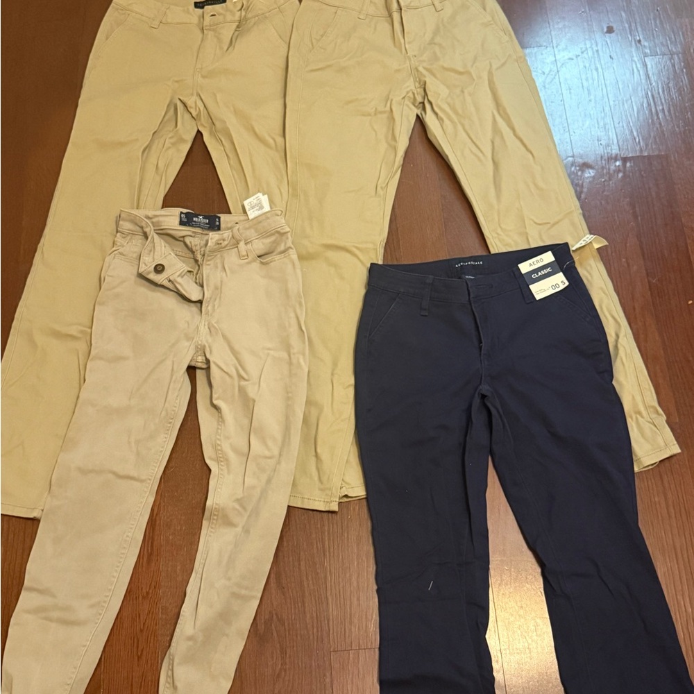 Aeropostale Formal Bottoms Blue and Tan Cotton Blend